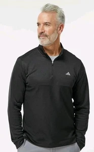 Adidas Herren Struktur 1/4 Zip Pullover Langarm Schwarz Logo ADVR0915 Größe 2XL - Bild 1 von 11