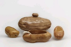 Ceramic Baked Potato Shaped Serving Dishes Bowl Casserole with Lid Mashed (4pcs) - Picture 1 of 12