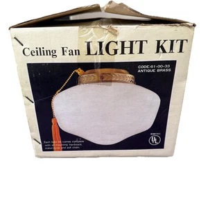 VTG Kmart Ceiling Fan Light Kit Milk Glass Antique Brass Tassle 61-00-33 New MCM - Picture 1 of 8