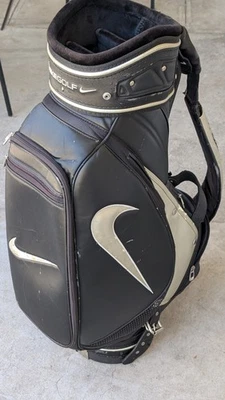 Nike GOLF CART Bag RARE Discontinued Model BLACK Silver Shoulder USED - Image 1 of 4