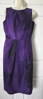 Vestido Vaina Estampado Púrpura/Negro Escada con Acentos Plisados Talla 38 EE. UU. 8 NUEVO CON ETIQUETAS Foto 1 de 4