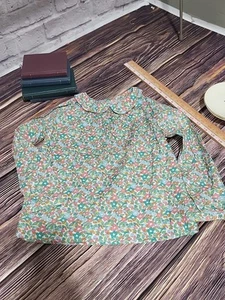 Blusa floral de manga larga Jacadi con botones en la espalda, camisa para niñas talla 4 - Imagen 1 de 10