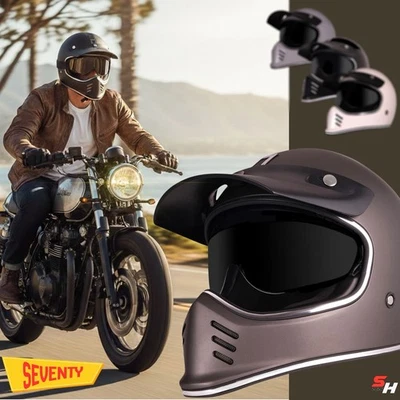 casco moto integrale vintage seventy  Cafè Racer custom retrò - Imagen 1 de 4