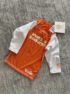 UV Skinz Rash Guard Shirt Unisex Größe 12 - 24 Monate Orange Weiß Langarm - Bild 1 von 2