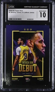 2024-25 Topps Now Bronny James Jr./LeBron James #1 CGC 10 - Picture 1 of 2