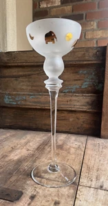 Großer Milchglas Kerzenhalter Gold Elefant Mond 13,5" T - Bild 1 von 6