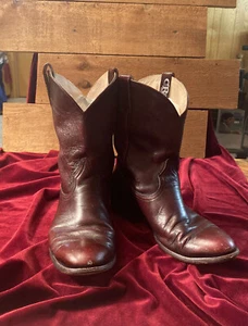 Chris Romero Size L 9 EE Burgundy Leather Cowboy Western Boots Great Shape! - Picture 1 of 11