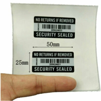 500 No Returns If Removed Tamper Proof Label Security Sealed Stickers 2" x 1" - Image 1 of 4