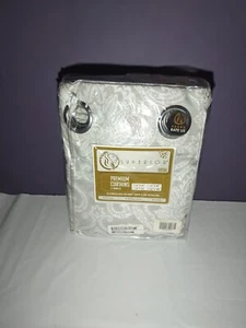 Superior Lotus Jacquard Premium Curtain Panel Pair – Light Grey – 52”W x 108”L - Picture 1 of 5