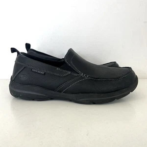 Zapatos sin cordones Skechers extra anchos de cuero negro espuma viscoelástica talla UK 7,5 - Imagen 1 de 11