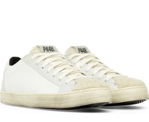 P448 JOHN SNEAKERS LEATHER TEXTILE LAMA MIXED MEDIA SZ US 11 EU 41 NIB - Picture 1 of 10