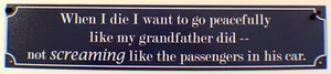 Metal Sign 3" X 15" When I Die I Want To Go Peacefully Not Screaming New - Picture 1 of 1