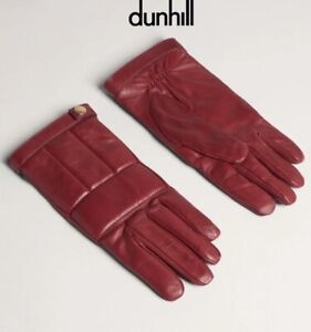 Dunhill Leather Gloves Cashmere Lined Claret Red Medium 24 BNWT RRP £425