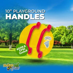 SWING SET STUFF 10" PLAYGROUND HANDLES RED (PAIR) attach fort outside wood 0010 - Picture 1 of 9