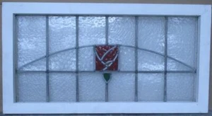 OLD ENGLISH LEADED STAINED GLASS WINDOW TRANSOM MACKINTOSH ROSE 34 1/4" x 18" - Picture 1 of 3