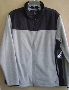 NWT $90 NAUTICA Mens M FLEECE Jacket GREY HEATHER BLACK Coat J14807 FREE SHIP - Picture 1 of 4