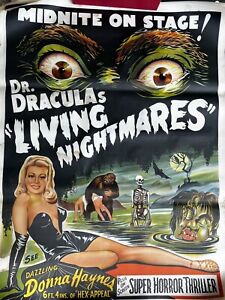 Astounding 1950's DR. DRACULA'S LIVING NIGHTMARE Spook Show Horror Poster