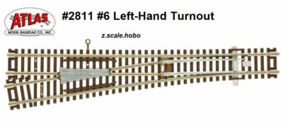 Atlas 2811 Z Scale Left Hand Turnout (Switch) Manual Track Section *NEW - Image 1 of 3