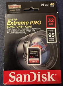 Sandisk 32GB FS Extreme Pro V10 4K HD SD card for Nikon D5600 D5500 D5400 D5300 - Picture 1 of 2