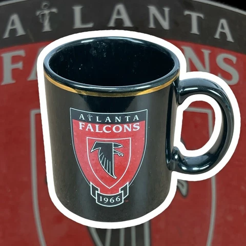 Vintage Atlanta Falcons 1966 Shield Emblem Black Ceramic Mug Cup Made in Japan Cover