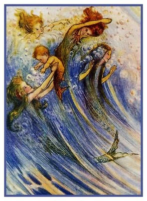 The Merfolk Sea Creatures by Flora White Counted Cross Stitch Pattern - Image 1 of 4