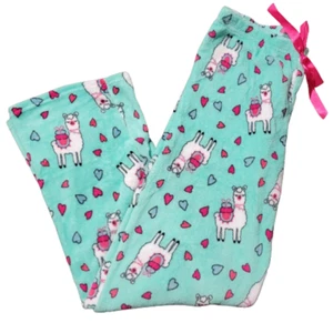 Bobbie Brooks Aqua Teal Cute Hearts & Llama Comfy Pajama Lounge Pants! (Small) - Picture 1 of 3
