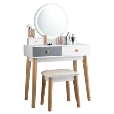Makeup Dressing Table 4 Drawers & Adjusting Lighted Mirror Women Bedroom Vanity