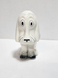 Mid-century Modern MCM White Droopy Eyed Sad Face White Hound Dog Ceramic Fig - Picture 1 of 5