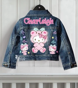 Hello Kitty Jean Jacket, Kawaii Jean Jacket, Kawaii Kids Jacket, Kawaii Denim - Picture 1 of 10