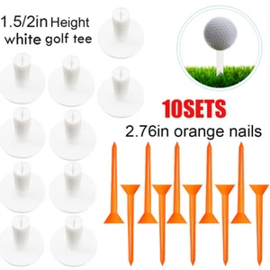 1.5/2in Golf Rubber Tees Holder Range Driving Practice Mat With Castle Tees 10X - Picture 1 of 15