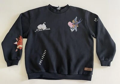Sudadera BoohooMan Para Hombre Talla Grande Llama Sin Corazón Graffiti Negra Edición Limitada Foto 1 de 4