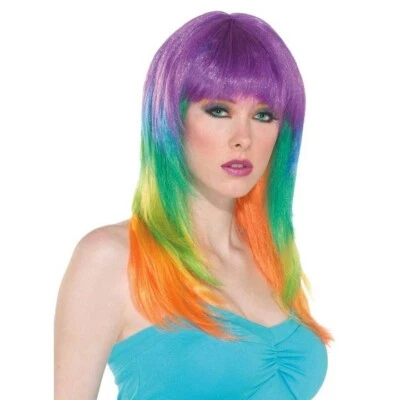 Prism Wig Club Candy 80's Rave Party Fancy Dress Halloween Costume Rainbow Color - Image 1 of 4