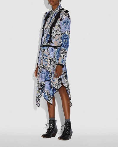 Abito lungo Coach ALTERATO plissettato SLeeve linea A con stampa fassetta caffè tg 0