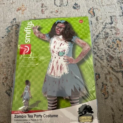 Zombie Tea Party Niñas Extra Pequeño Reino Unido 13+ Halloween Vestido Elegante Disfraz Alicia XS Foto 1 de 4