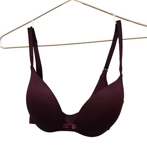 Victoria's Secret Plunge Bra Soutien-Gorge Plongeant 32 D Dark Red Mulberry - Picture 1 of 5