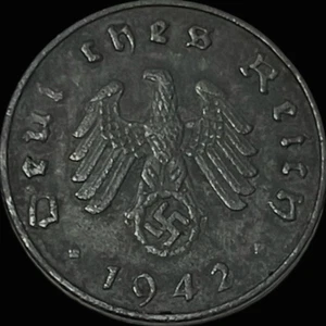 1942-A WWII Nazi Germany 10 Reichspfennig Swastika KM 101 Lot C4-370 Berlin Mint - Picture 1 of 8