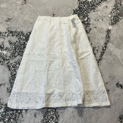 Falda marchita para mujer talla XS blanca línea A falda de encaje forrada parcial dobladillo transparente Foto 1 de 4