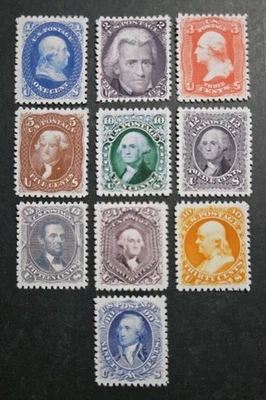 Juego de réplicas de estampillas de Estados Unidos SC# 92-101 1867 F Grill Collection Foto 1 de 2