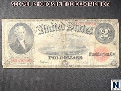 NobleSpirit DESIRABLE 1917 $2 Legal Tender LARGE SIZE Note Problem Free VG/F - Image 1 of 2
