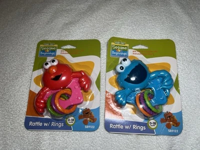 Улица Сезам набор из 2 погремушек с кольцами Elmo печенье монстр  - Изображение 1 из 4