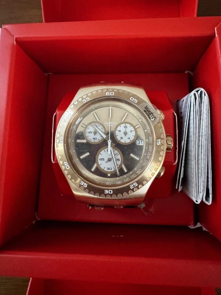 Swatch Irony ROSALONA 47mm Rose Gold The Chrono Chronograph Swiss watch YOG408G - Image 1 of 4