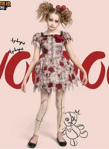 NEU Kinder gruseliges Voodoo Puppenkleid Halloween Kostüm gruselig Gr. S (5-7) - Bild 1 von 9
