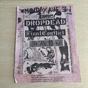 VINTAGE DROPDEAD FINAL CONFLICT FLYER PUNK HARDCORE - Bild 1 von 2