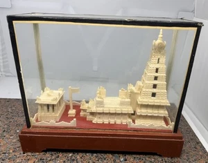Brihadishvara Temple Tamil Nadu Hindu Balsawood under glass replica vintage 13x5 - Picture 1 of 20