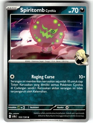 Pokemon Presence of Champions Card 103/138 Cynthia's Spiritomb - Image 1 of 4