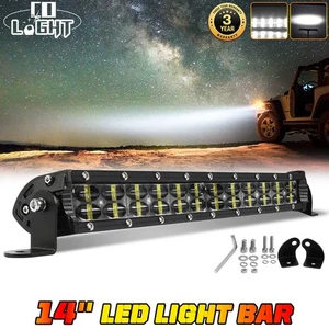 Fit Ford F150 9-14 Hidden Lower Bumper Grille 200W 14" LED Light Bar 6D Dual Row - Picture 1 of 11