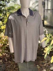 Polo Peter Millar Para Hombre Azul Marino Blanco Algodón Lisle Rayas XL - LEER - Imagen 1 de 11