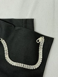 Women's Baget Crystal Tennis Bracelet Made With Swarovski Crystals, Silver Tone - Picture 1 of 2