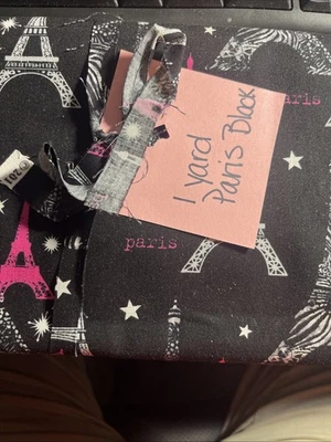 1 Yarda de PARÍS NEGRO CON ROSA Y BLANCO PARA MANUALIDADES Y COSTURA GENERAL Foto 1 de 3