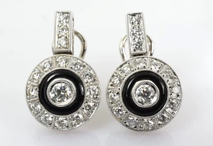 Simon G Diamond & Onyx Earrings in 18k White Gold 1.08 Carats - Picture 1 of 6